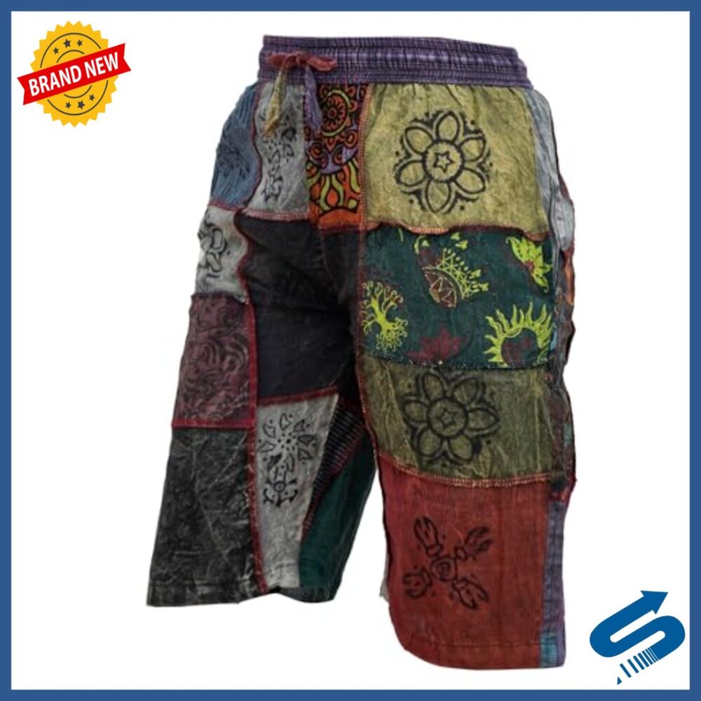 Cotton Patchwork Drawstring Elastic Waist Festiva… - image 3